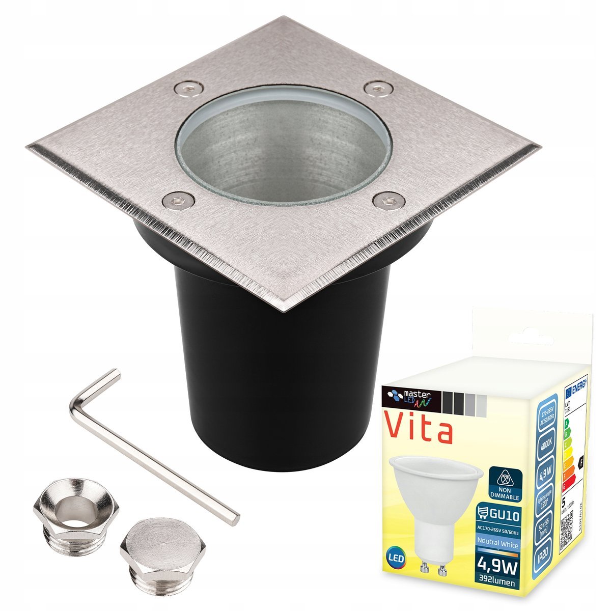 LAMPA NAJAZDOWA LED GU10 OGRODOWA wbijana GRUNTOWA kwadratowa