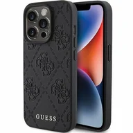 Etui i futerały do telefonów - Guess GUHCP15XP4EPMK iPhone 15 Pro Max 6.7" czarny/black hardcase Leather 4G Stamped - miniaturka - grafika 1