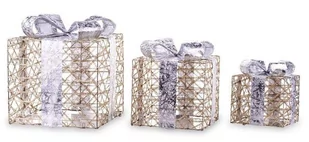 Złota, Fioletowa Ozdoba Prezent Ze Wstążką Led - Ozdoby bożonarodzeniowe - miniaturka - grafika 1