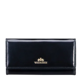 Damski portfel ze skóry lakierowanej podłużny granatowy - Portfele Damski portfel ze skóry lakierowanej podłużny granatowy - Portfele - miniaturka - grafika 1