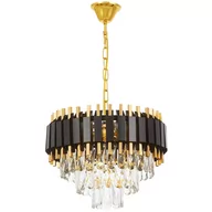 Lampy sufitowe - KLASYCZNY ŻYRANDOL KRYSZTAŁOWY CZARNO-ZŁOTY RIVO D40 - miniaturka - grafika 1