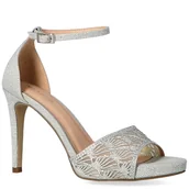 Czółenka - Błyszczące sandały na szpilce - MENBUR 23166 SREBRNE - miniaturka - grafika 1