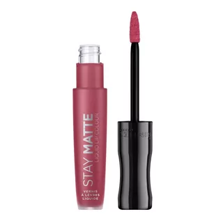 Szminki - RIMMEL STAY MATTE matowa pomadka w płynie Rose &amp; Shine 210 5.5ml - grafika 1