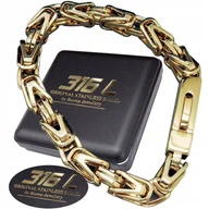 Bransolety męskie - Gruba Złota Bransoleta Bransoletka Męska Splot Królewski Stal Szlachetna - miniaturka - grafika 1