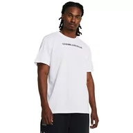 Koszulki sportowe męskie - Męski t-shirt z nadrukiem Under Armour UA HW Logo Overlay EMB SS - biały - UNDER ARMOUR - miniaturka - grafika 1