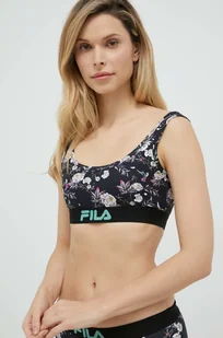 Fila biustonosz sportowy kolor czarny wzorzysty - Bielizna sportowa damska - miniaturka - grafika 1