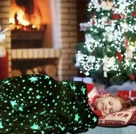 Koce i narzuty dla dzieci - Koc świecący w ciemności Mikrofibra Gwiazdki Szary Miękki 120 x 150 cm - miniaturka - grafika 1