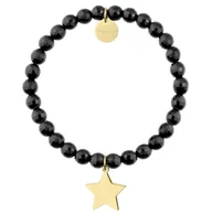 Bransoletki - Bransoletka damska z naturalnych kamieni kulek onyksu ze złoconym charmsem do grawerowania Gwiazdka - Manoki - miniaturka - grafika 1