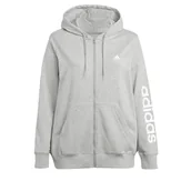 Bluzy damskie - adidas Damska bluza dresowa z kapturem, Średni szary wrzosowy/biały, XL duże rozmiary - miniaturka - grafika 1