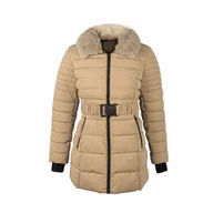 Kurtki damskie - Kurtka zimowa damska z futrem CHALET beżowa r.M - miniaturka - grafika 1