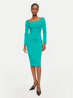 Sukienki - Rinascimento Sukienka koktajlowa 1000769356287 Zielony Regular Fit - miniaturka - grafika 1