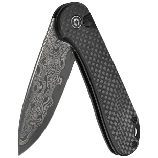 Nóż składany Civivi Button Lock Elementum II Carbon Fiber / Black G10, Damascus (C18062PB-DS1) - Noże - miniaturka - grafika 6