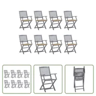Fotele i krzesła ogrodowe - The Living Store Składane krzesła ogrodowe 8 szt. z poduszkami z litego drewna akacjowego - miniaturka - grafika 1