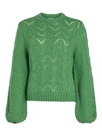 Swetry damskie - Vila Women's Visultan Knit O-Neck L/S TOP-NOOS sweter dzianinowy, zielony Kelly Green/Szczegóły: melanż, S, Zielony Kelly/Szczegóły: melanż, S - miniaturka - grafika 1