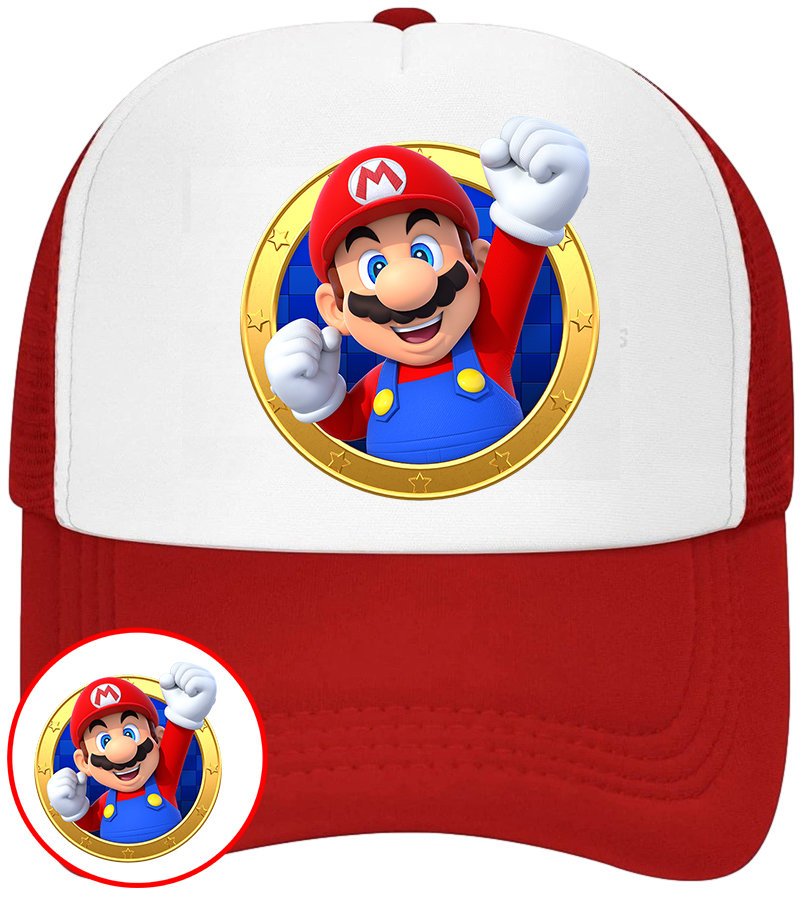CZAPKA Z DASZKIEM SUPER MARIO BROS DLA DZIECI LATO CZERWONA BEJSBOLÓWKA