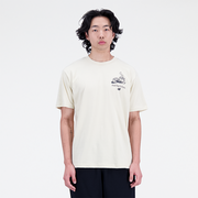 Koszulki męskie - Koszulka męska New Balance MT31561BE  beżowa - miniaturka - grafika 1