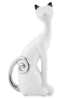 Figurki dekoracyjne - Figurka Kot kolor biały ceramika wys.15,5cm - miniaturka - grafika 1