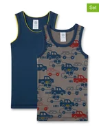 Kaftaniki dla niemowląt - Sanetta Podkoszulki (2 szt.) w kolorze antracytowo-granatowym - miniaturka - grafika 1