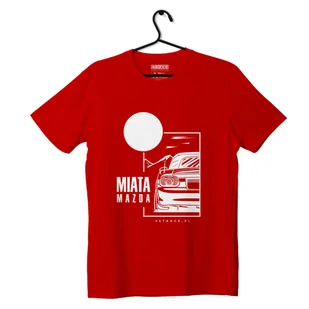 T-shirt koszulka Mazda Miata z dachem czerwona-M - Odzież do sportów motorowych - miniaturka - grafika 1
