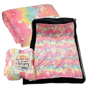 Koce i narzuty dla dzieci - Koc Kocyk Świecący Jednorożec Unicorn Dziecięcy Ciepły Narzuta 130x150 - miniaturka - grafika 1