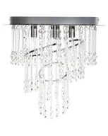Lampy sufitowe - BELIANI Żyrandol chromowany metalowy duży ze szklanymi kryształkami w stylu glamour oświetlenie - miniaturka - grafika 1