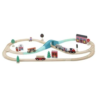 Vilac - Drewniana kolejka z torami Grand Express, 40 elementów - Klocki - miniaturka - grafika 1