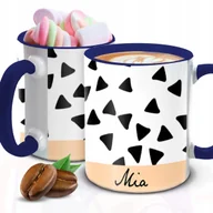 Kubki - Kubek Z Nadrukiem TRÓJKĄCIKI WŁASNE IMIĘ Granatowo Biały Kreator - miniaturka - grafika 1