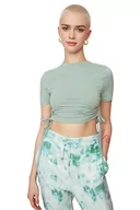 Bluzy damskie - Trendyol Bluza damska, miętowa, żółta, XS - miniaturka - grafika 1