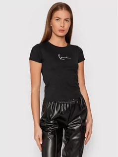 Koszulki i topy damskie - Karl Lagerfeld Kani T-Shirt Small Signature 6138528 Czarny Regular Fit - grafika 1