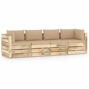 Meble ogrodowe - Ogrodowa sofa 4-os z poduszkami, impregnowane na zielono drewno kod: V-3074606 - miniaturka - grafika 1