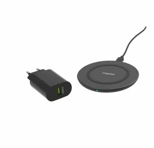 Samsung Rapoo Rapoo XC140 bezprzewodowa ładowarka Qi do smartfonów (Iphone Huawei/LG/Nokia), indukcja, bezprzewodowa z zasilaczem Quick Charge 3.0, szybkie ładowanie, czarna 19727 - Ładowarki do telefonów - miniaturka - grafika 1