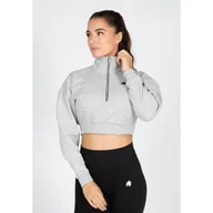 Bluzy sportowe damskie - Crop top damski Gorilla Wear Ocala Cropped Half-Zip Sweatshirt szary - miniaturka - grafika 1