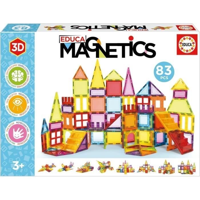Edukacyjna gra - EDUCA Magnetics - Budowa 3D z magnesami z 83 elementami dla dzieci od 3 roku życia