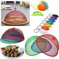 Latarki - HK Online Duża pokrywa płyty spożywczej, latarka KEYCHAIN & CITRUS PEELER - siatka na żywność, bezpieczne chłodzenie żywności, utrzymuje robaki na zewnątrz (2 x 35 cm z obieraczką i latarką) - miniaturka - grafika 1