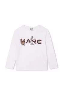 Bluzki dla dziewczynek - Marc Jacobs longsleeve bawełniany dziecięcy kolor biały z nadrukiem - grafika 1