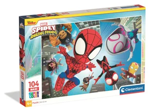Clementoni, puzzle 104 maxi super kolor spidey amazing friends 23777 - Puzzle - miniaturka - grafika 1