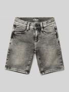 Spodnie i spodenki dla chłopców - Szorty jeansowe o kroju regular fit z przetarciami model ‘Brad’ - miniaturka - grafika 1