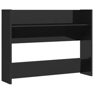 vidaXL Półka ścienna na buty, czarna z połyskiem, 80x18x60 cm, płyta - Szafki na buty - miniaturka - grafika 1