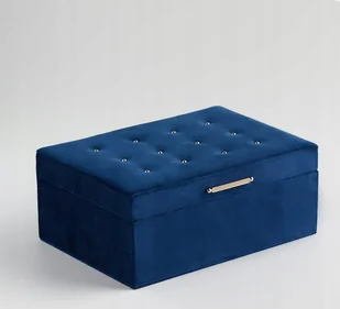 Elegancka duża szkatułka na biżuterię Home & You home&you niebieska granat - Pudełka i szkatułki - miniaturka - grafika 1