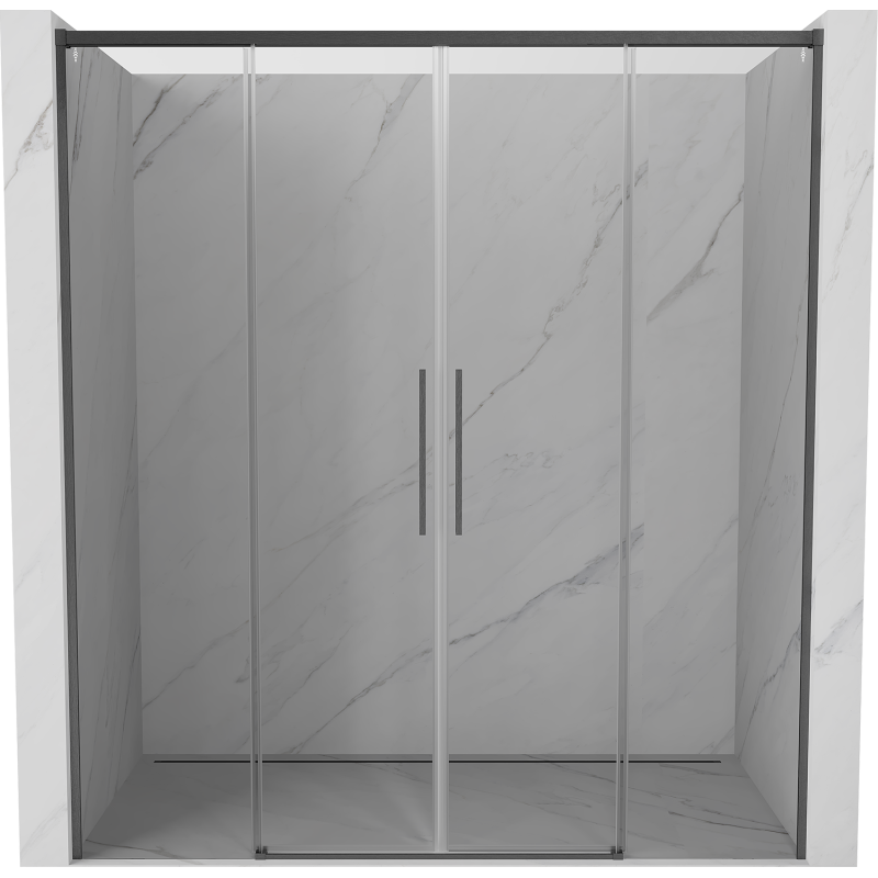 Mexen Rox drzwi prysznicowe rozsuwane 190 cm, transparent, gun gray szczotkowany - 8C2-190-002-66-00