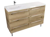 Szafki łazienkowe - Szafka Stojąca Z Umywalką ATHD 120 cm S Lewa - Dąb Evoke Coast Mat - Uchwyty Stal Szczotkowana - miniaturka - grafika 1