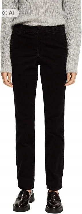 ESPRIT CZARNE SPODNIE CASUAL BAWEŁNIANE PROSTE 42 28 42/28 7DA