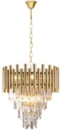 ŻYRANDOL Madison Gold złoty stelaż w kształcie rurek, kryształowy abażur, piękny - Lampy sufitowe ŻYRANDOL Madison Gold złoty stelaż w kształcie rurek, kryształowy abażur, piękny - Lampy sufitowe - miniaturka - grafika 1