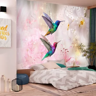 Fototapeta - Kolorowe kolibry (różowy) (rozmiar 100x70) - Fototapety - miniaturka - grafika 1