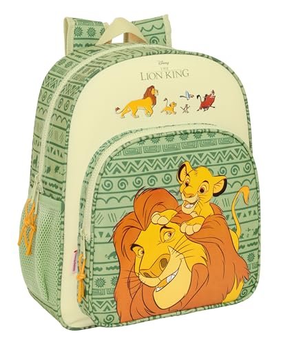 Safta MUFASA Plecak szkolny dla dzieci, plecak dziecięcy, odpowiedni dla dzieci w wieku szkolnym, wygodny i wszechstronny, jakość i wytrzymałość, 32 x 12 x 38 cm, zielony/beżowy, zielony/beżowy,