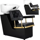 Myjki fryzjerskie - Myjnia myjka fryzjerska barberska Ezra do salonu fryzjerskiego barberskiego ruchoma ceramiczna misa armatura bateria słuchawka - miniaturka - grafika 1