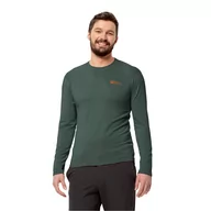 Bielizna sportowa męska - Męska koszulka z długim rękawem Jack Wolfskin INFINITE L/S M black olive - M - miniaturka - grafika 1