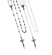 Różańce - Różaniec do Pierwszej Komunii biały czarny szkło - miniaturka - grafika 1