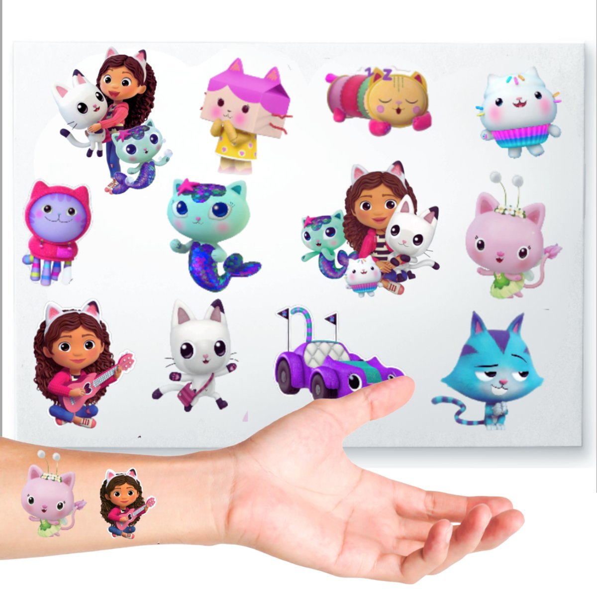 TATUAŻE KOCI DOMEK GABI TYMCZASOWE DLA DZIECI DZIECIĘCE WZORY 12szt ARKUSZ