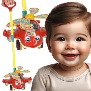 Zabawka Pchacz Interaktywny na Kiju Samolot Helikopter Zabawki dla Dzieci - Pchacze - miniaturka - grafika 1